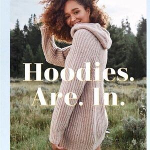 NWT Aerie XS Speckled Knit Wool Blend Cozy Oversized Open Road Sweater Hoodie